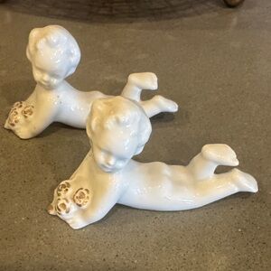 Ceramic Cherub Figurine Set This manufactured in Lippelsdorf, East Germany (GDR